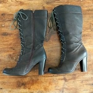 Maurices brown lace up boots faux leather size 10
